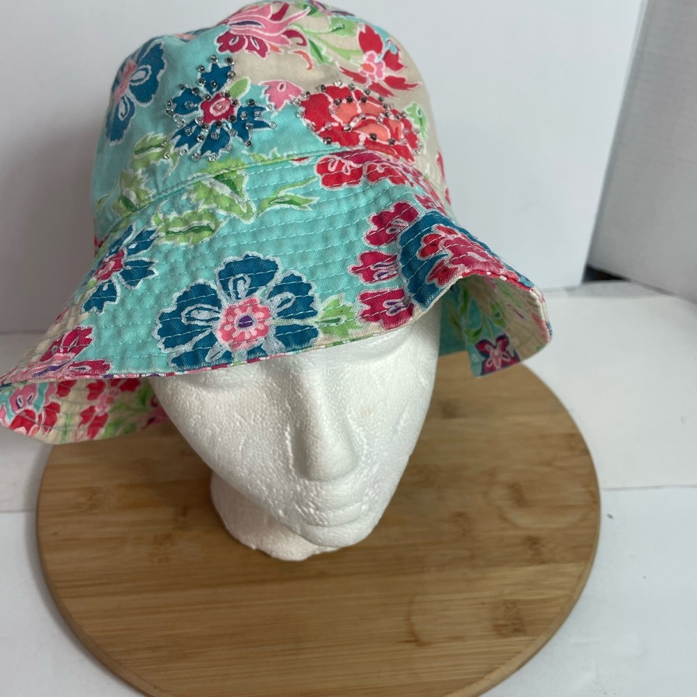 Liz Claiborne Floral Beaded Bucket Hat